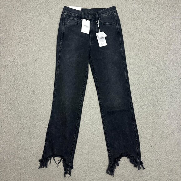 3x1 Austin Crop Frayed Jeans Straight Leg Black in Rush High Rise - Picture 1 of 16